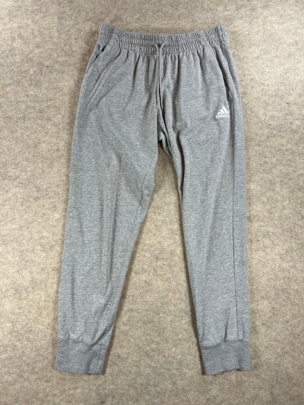 Adidas Essentials Single Jersey Tapered Cuff Pants Heather Gray Joggers M